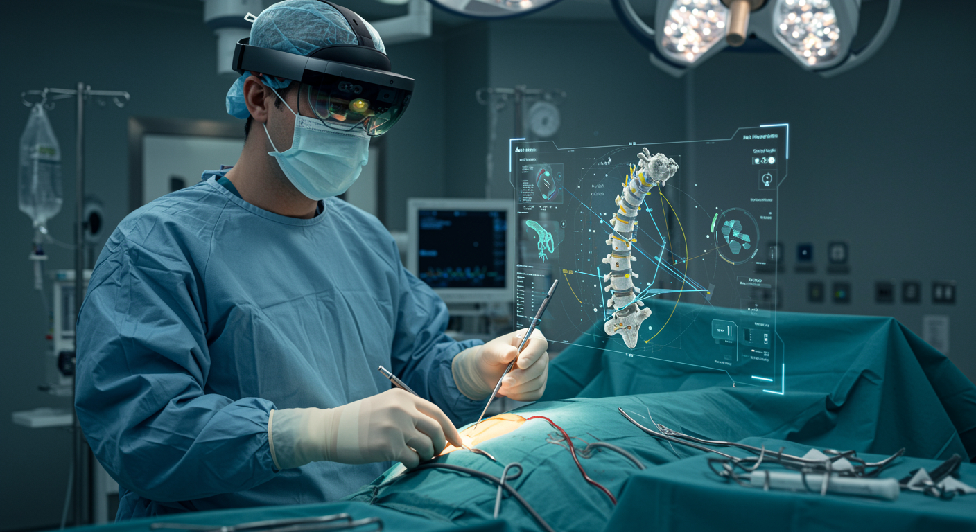 Realitat augmentada en cirurgia de columna: una revisió narrativa de la precisió clínica, leficiència del flux de treball i les barreres per a la seva adopció.